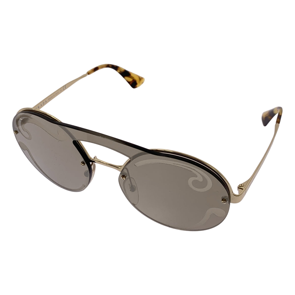 【미품】 PRADA / 프라다 | SPR65T 라운드 선글라스 안경 | ZVN-ODW 140 3N | 골드/브라운