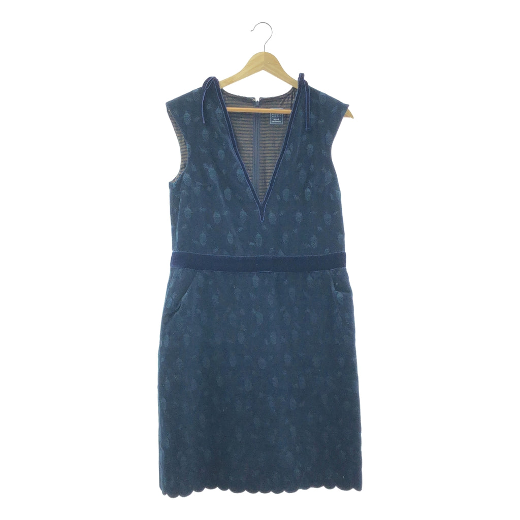 【美品】  mina perhonen / ミナペルホネン | 2007AW | donguri / エンブロイダリー スカラップ ワンピース / 総裏地 | M | ネイビー | レディース