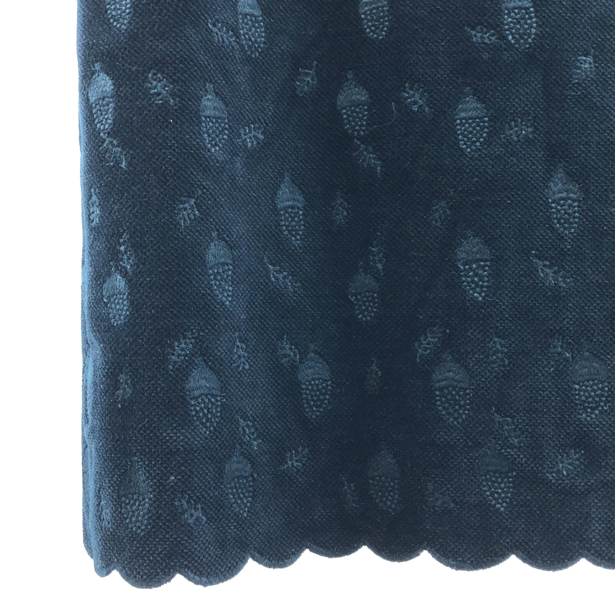 【美品】  mina perhonen / ミナペルホネン | 2007AW | donguri / エンブロイダリー スカラップ ワンピース / 総裏地 | M | ネイビー | レディース