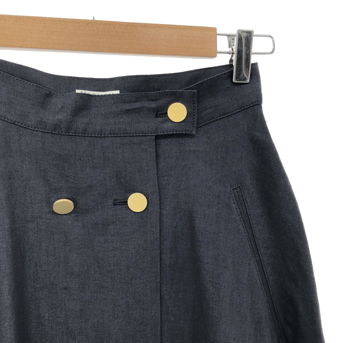 由 iena 鍍金 | 2021春夏 |金色紐帶手帕下擺喇叭裙 | 36 |海軍 |女性的