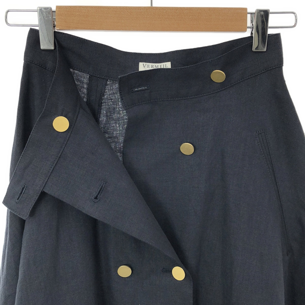 由 iena 鍍金 | 2021春夏 |金色紐帶手帕下擺喇叭裙 | 36 |海軍 |女性的