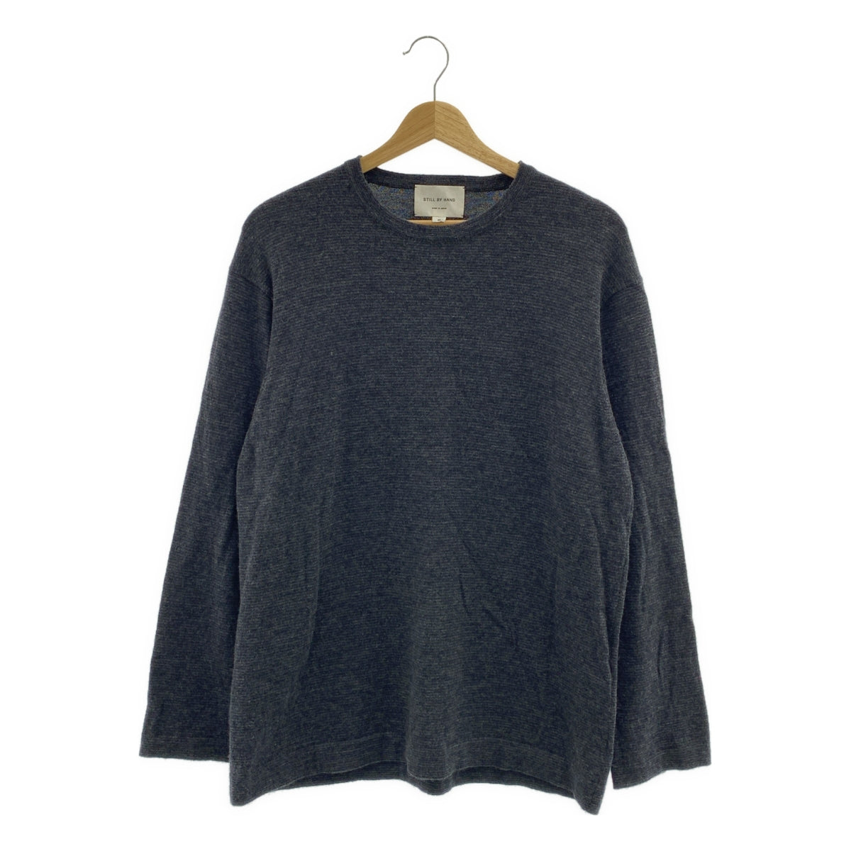 純手工製作 | 14克條紋羊毛套頭衫 | 46碼 | 炭灰色 | 男士