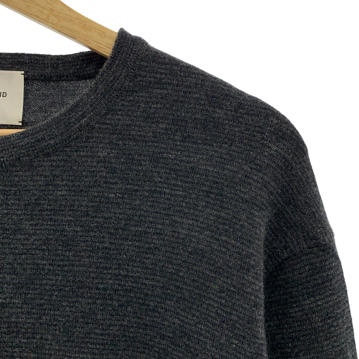 純手工製作 | 14克條紋羊毛套頭衫 | 46碼 | 炭灰色 | 男士