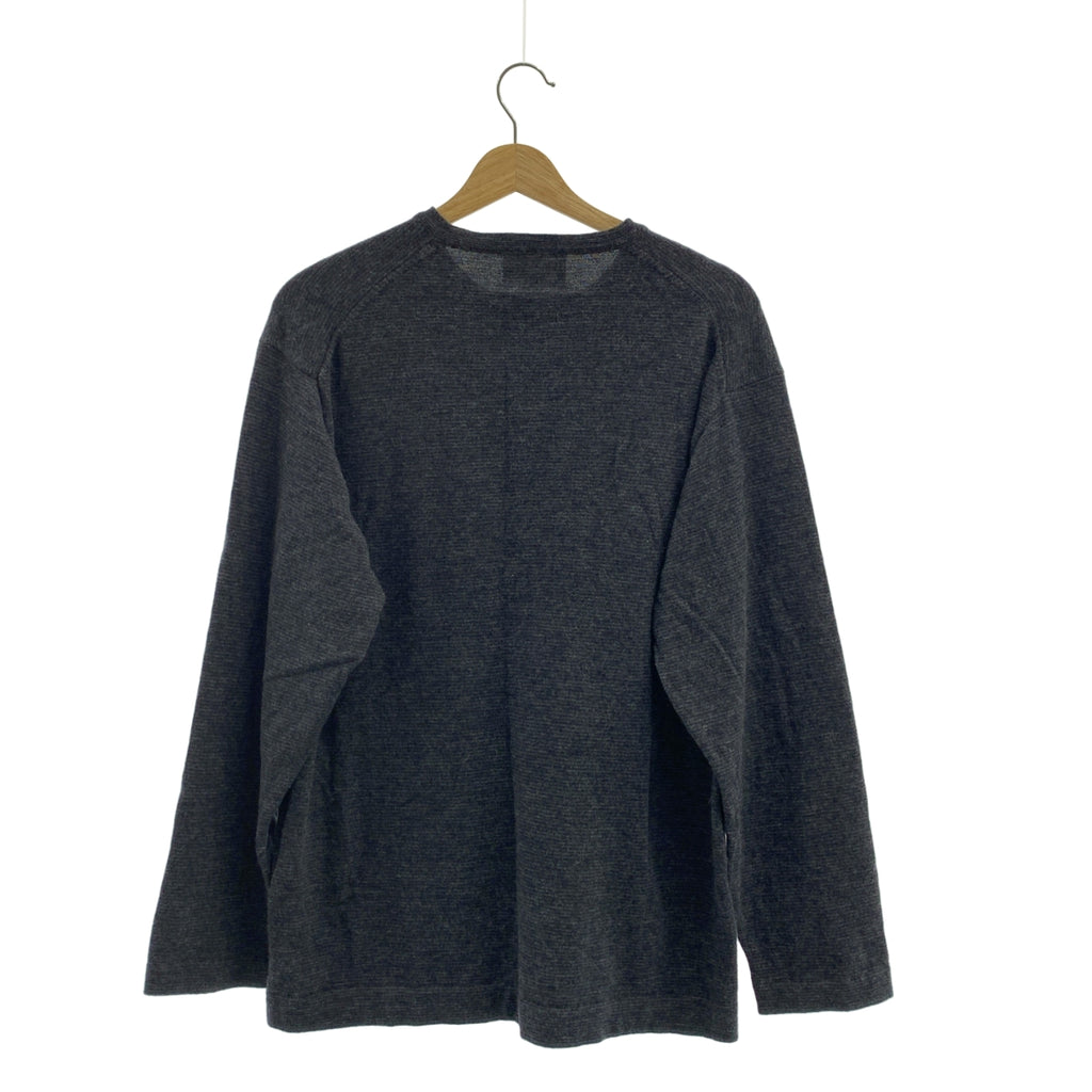 純手工製作 | 14克條紋羊毛套頭衫 | 46碼 | 炭灰色 | 男士