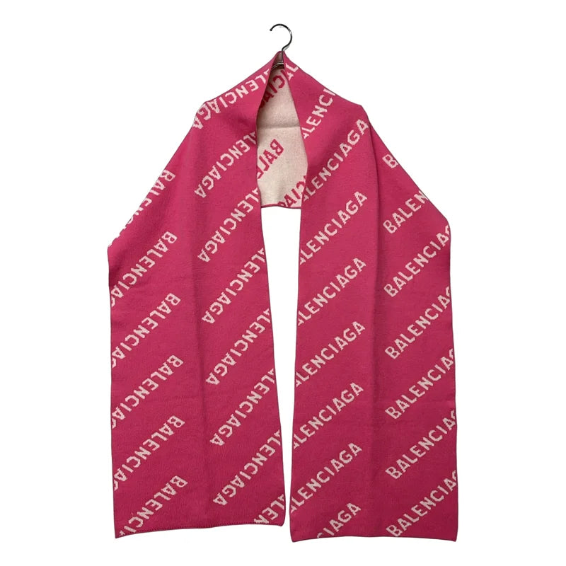 BALENCIAGA バレンシアガ　ロゴ マフラー ストール BALENCIAGA / バレンシアガ| ウール総ロゴマフラーストール| – KLD