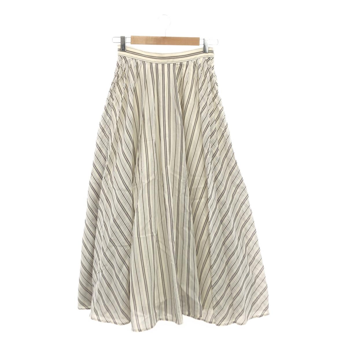 ebure / Ebur | Cotton silk striped tuck flare skirt | 36 | White | Women's