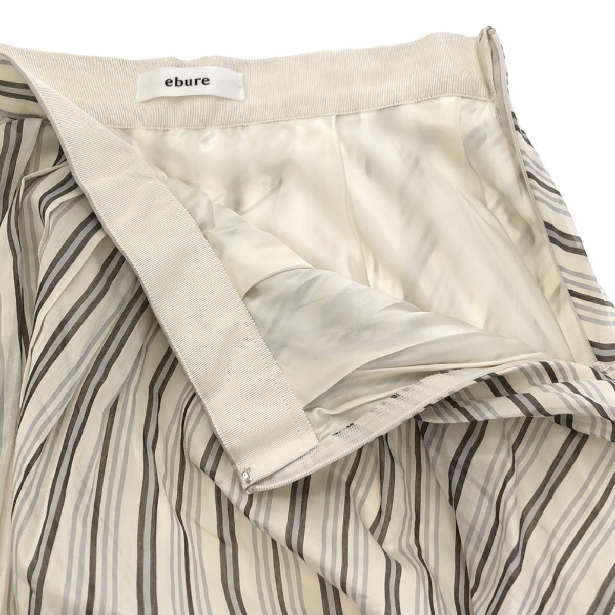ebure / 에불 | 코튼 실크 스트라이프 탁 플레어 스커트 | 36 | 화이트 시스템 | 여성