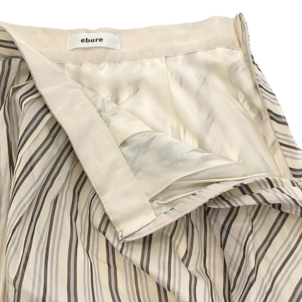 ebure / エブール | コットン シルク ストライプ タック フレアスカート | 36 | ホワイト系 | レディース
