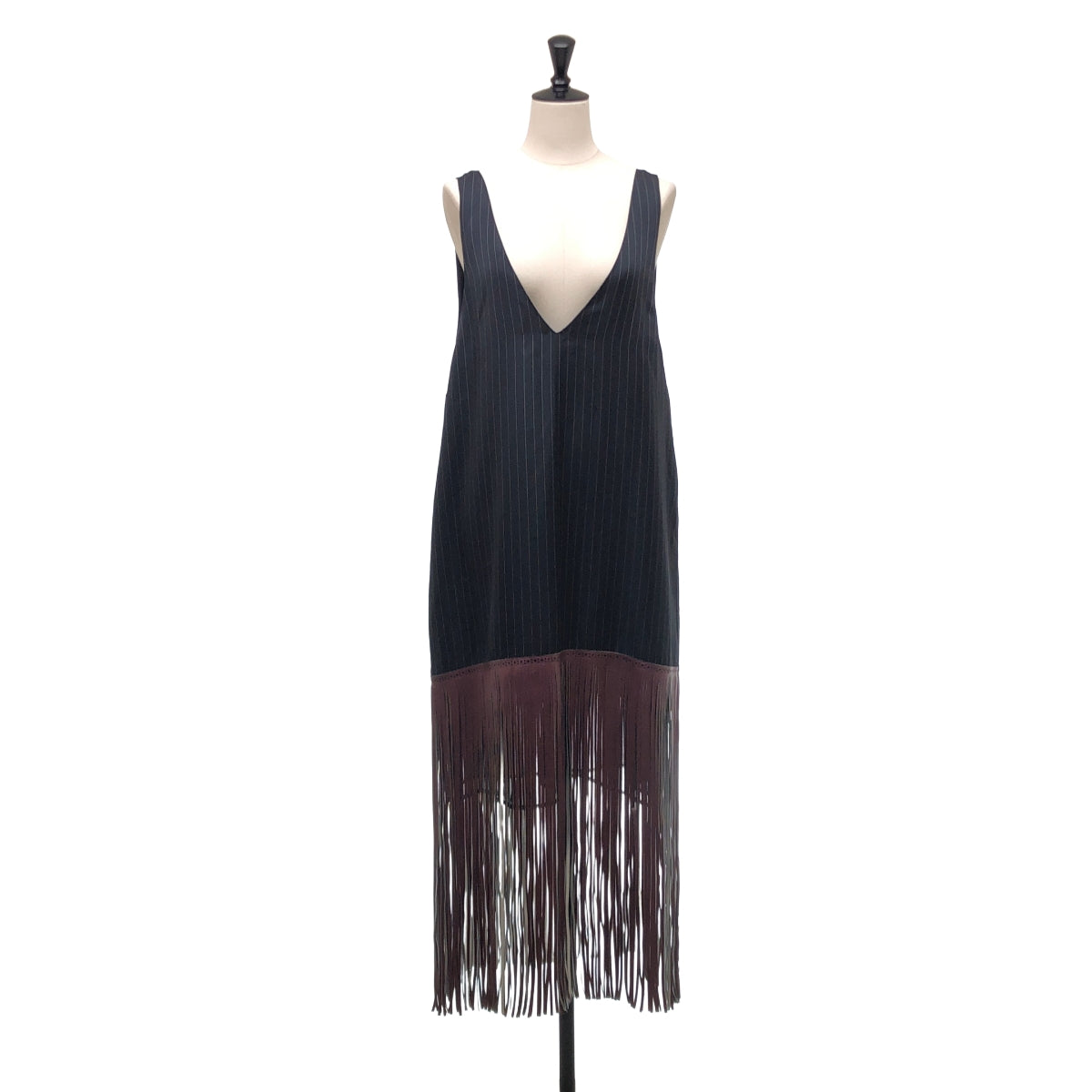 PONTI / ポンティ | Cupra Striped / Recycle PE Fringe Dress / インサイドアウト フリンジ ワンピース | 1 | レディース