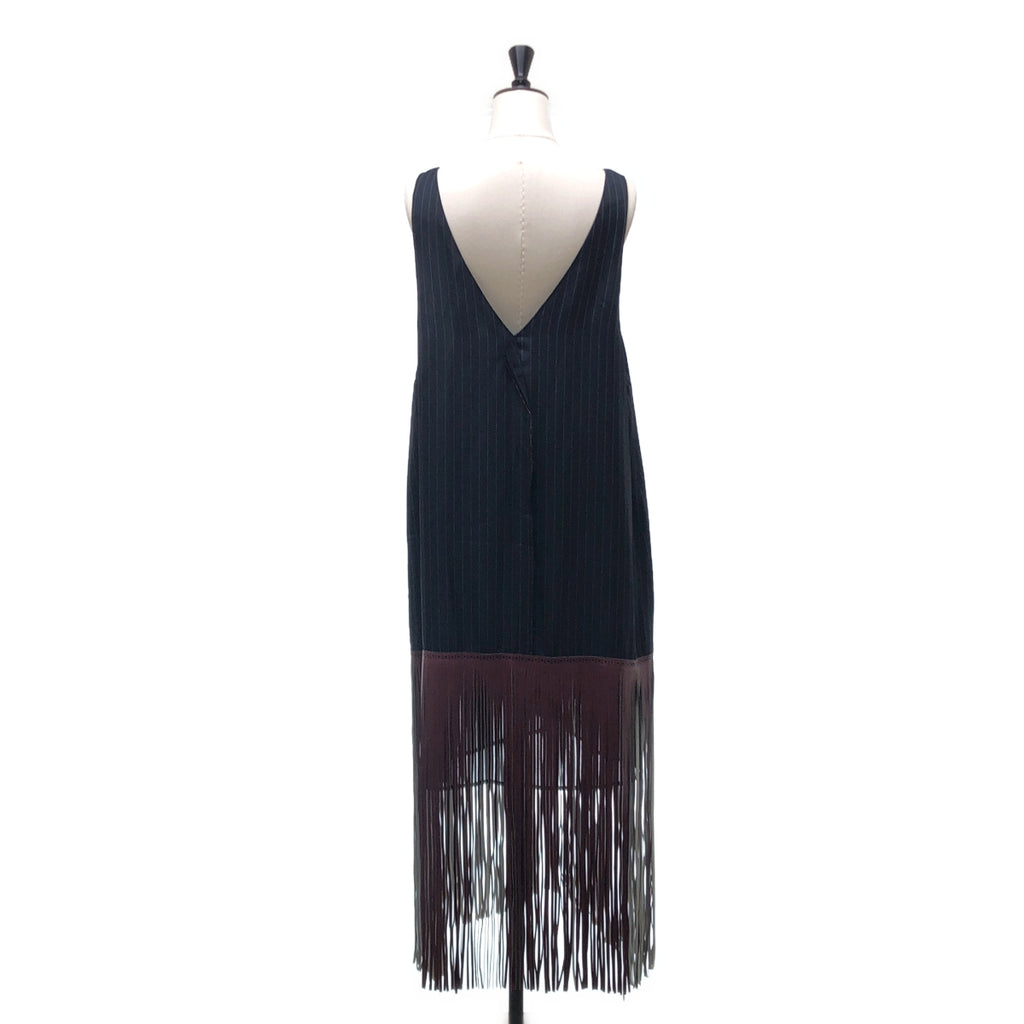 PONTI / ポンティ | Cupra Striped / Recycle PE Fringe Dress / インサイドアウト フリンジ ワンピース | 1 | レディース