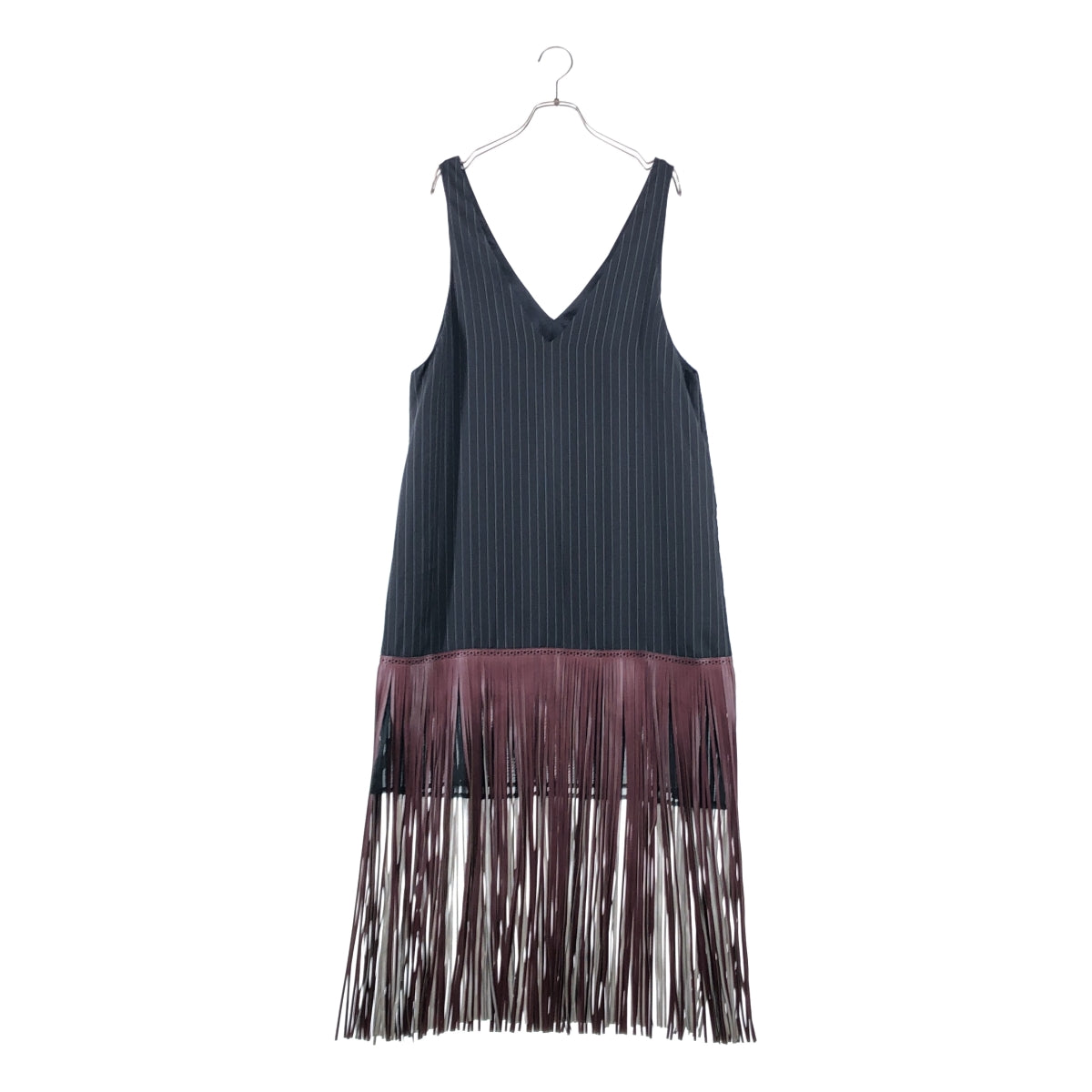 PONTI / ポンティ | Cupra Striped / Recycle PE Fringe Dress / インサイドアウト フリンジ ワンピース | 1 | レディース