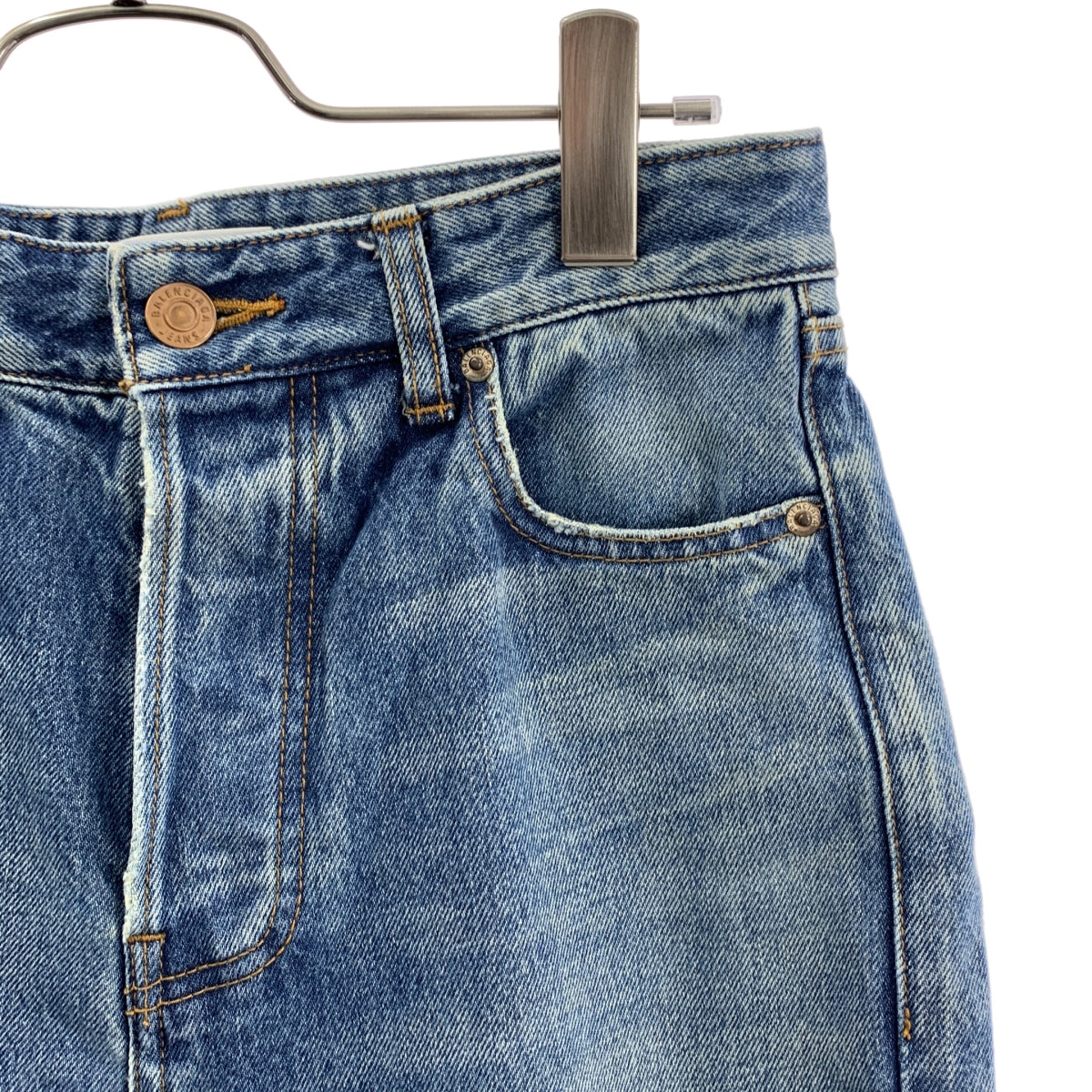 BALENCIAGA / バレンシアガ | 2021 | ダメージ加工 デニム ボタンフライ  パンツ | 25 | インディゴ | レディース