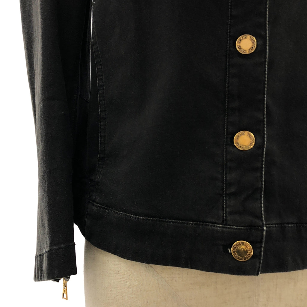 Louis Vuitton / ルイヴィトン | モノグラム エンブロイダリー ロゴボタン ラムレザーパイピング ノーカラー ジャケット | 38 |