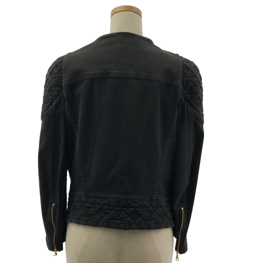 Louis Vuitton / ルイヴィトン | モノグラム エンブロイダリー ロゴボタン ラムレザーパイピング ノーカラー ジャケット | 38 |