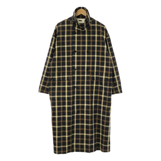 UNIVERSAL TISSU | Cotton twill check trench coat | Size 3 | Navy | Women's