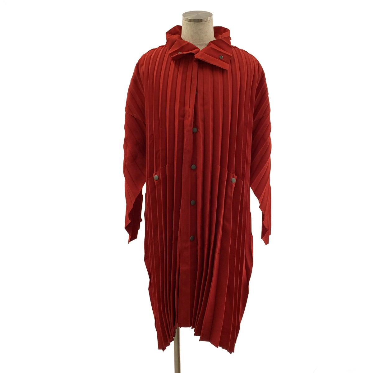 【美品】  HOMME PLISSE ISSEY MIYAKE / オムプリッセイッセイミヤケ | 2019SS | プリーツ スタンドカラー エッジコート | 3 | レッド | メンズ