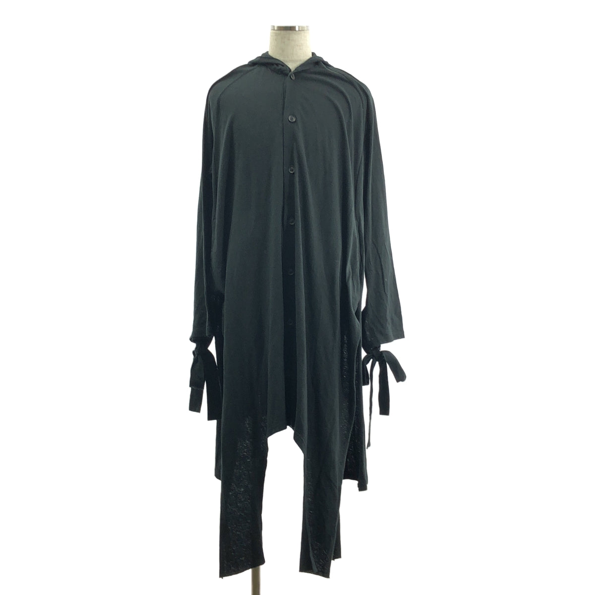 YOHJI YAMAMOTO POUR HOMME / ヨウジヤマモトプールオム | 2024SS | TIED UP RAGLAN HOOD CD コットンリネン フード カーディガン | 3 | ブラック | メンズ