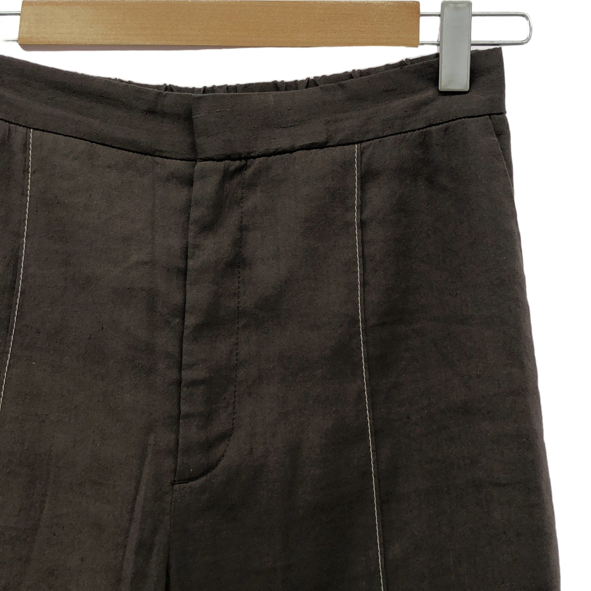 BEIGE， / ベイジ | リネン混 ステッチ ワイド パンツ | 2 | ブラウン | レディース