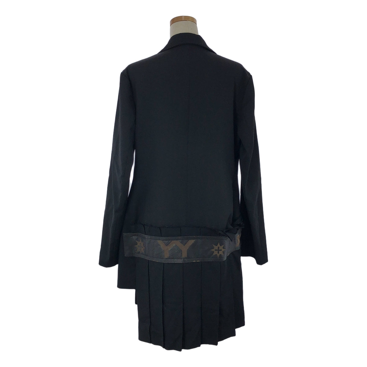 Yohji Yamamoto FEMME / 요우지야마모토팜 | 2007AW | 말 가죽 가죽 전환 모노그램 도킹 주름 변형 재킷 / 총 안감 | 2 | 블랙 | 여성