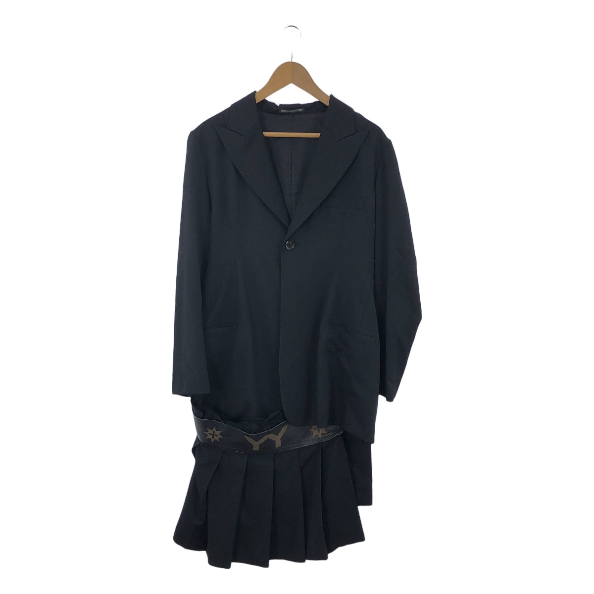 Yohji Yamamoto FEMME / 요우지야마모토팜 | 2007AW | 말 가죽 가죽 전환 모노그램 도킹 주름 변형 재킷 / 총 안감 | 2 | 블랙 | 여성