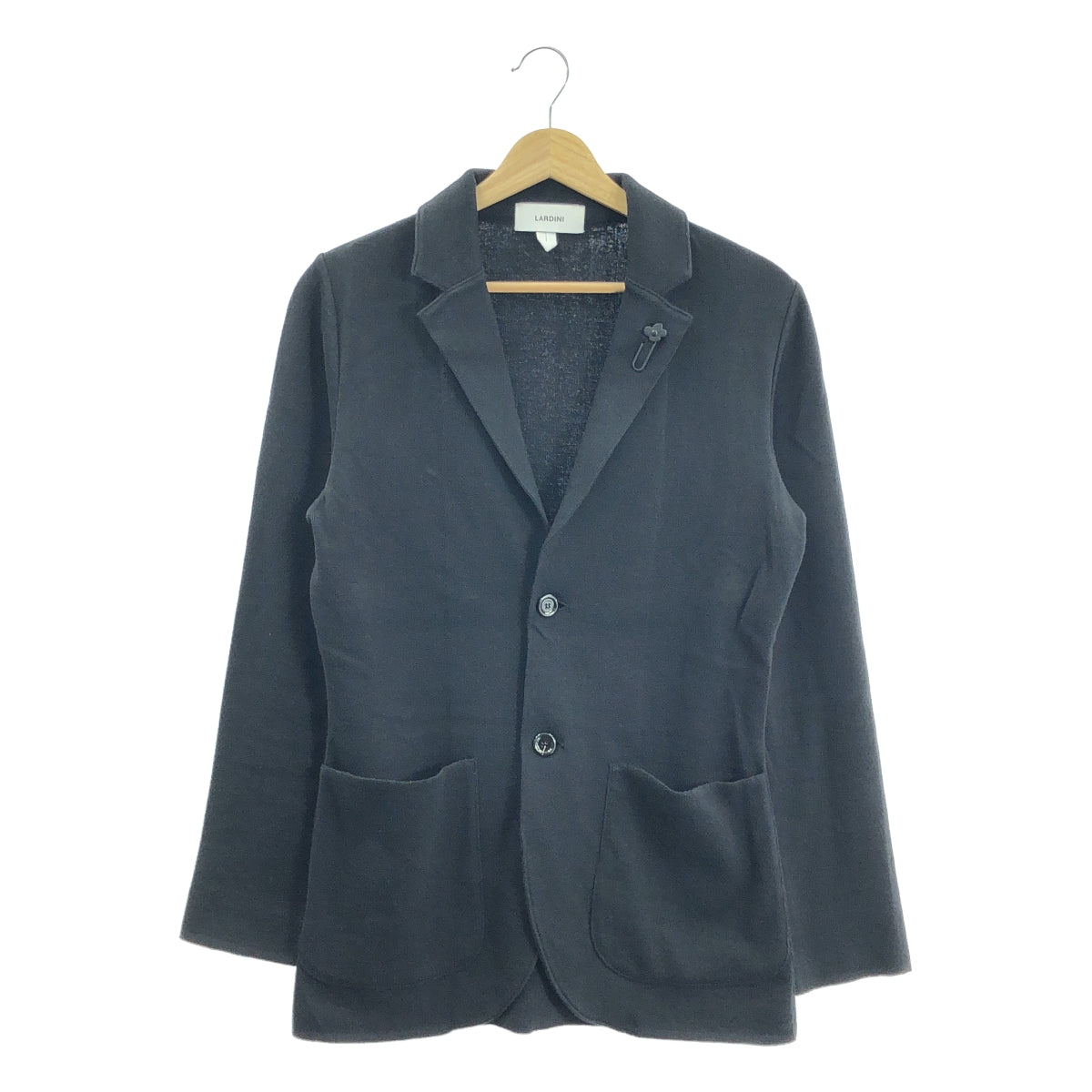 【美品】  LARDINI / ラルディーニ | 2025SS | コットン バーズアイ シングル ニットジャケット | XS | ブラック | メンズ