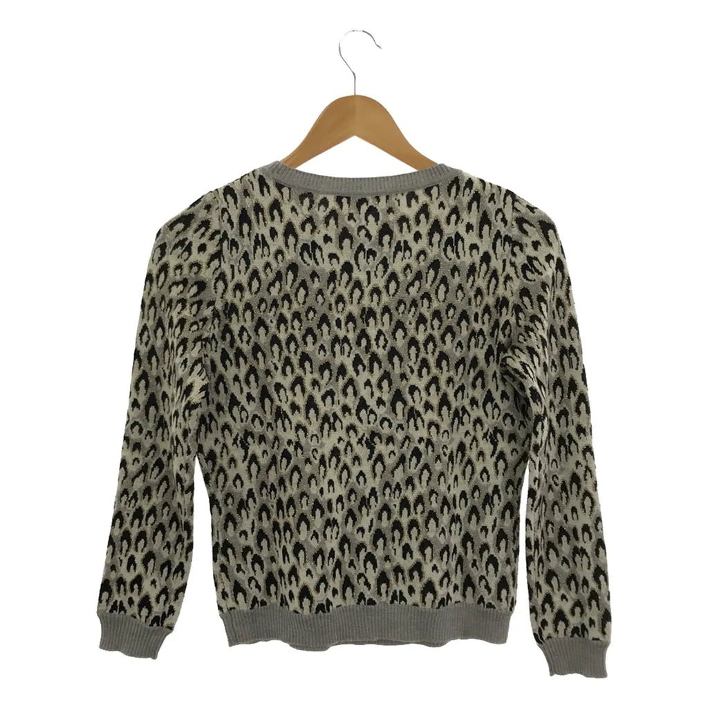DIANE VON FURSTENBERG / ダイアンフォンファステンバーグ | レオパード 総柄 クルーネックニット | M | グレー/ブラック/オフホワイト | レディース