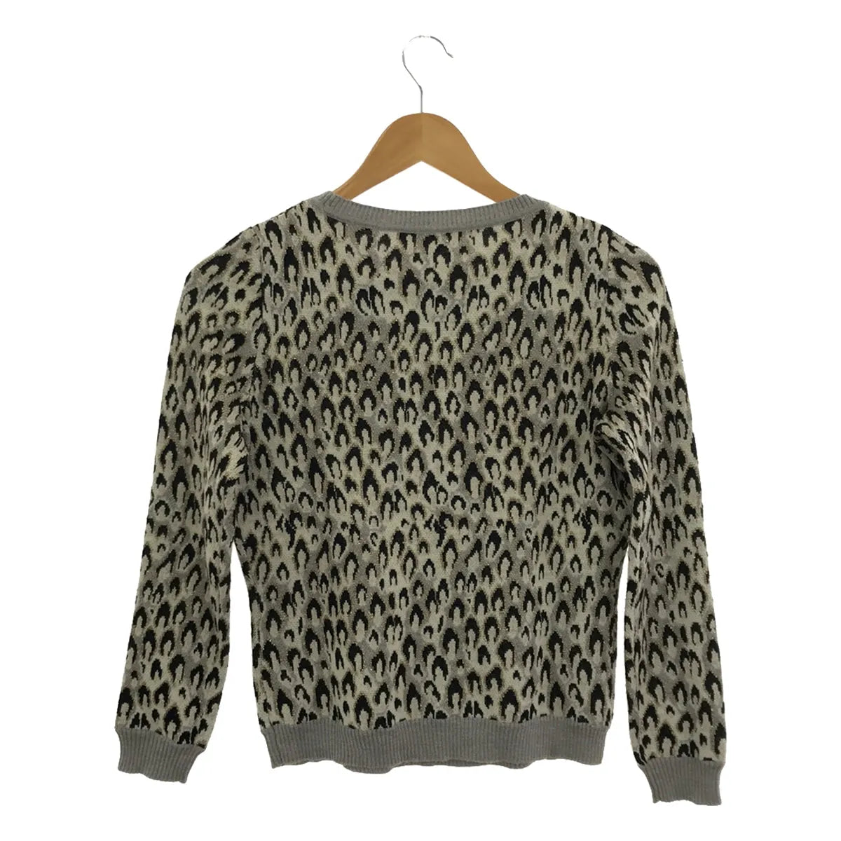 DIANE VON FURSTENBERG / ダイアンフォンファステンバーグ | レオパード 総柄 クルーネックニット | M | グレー/ブラック/オフホワイト | レディース