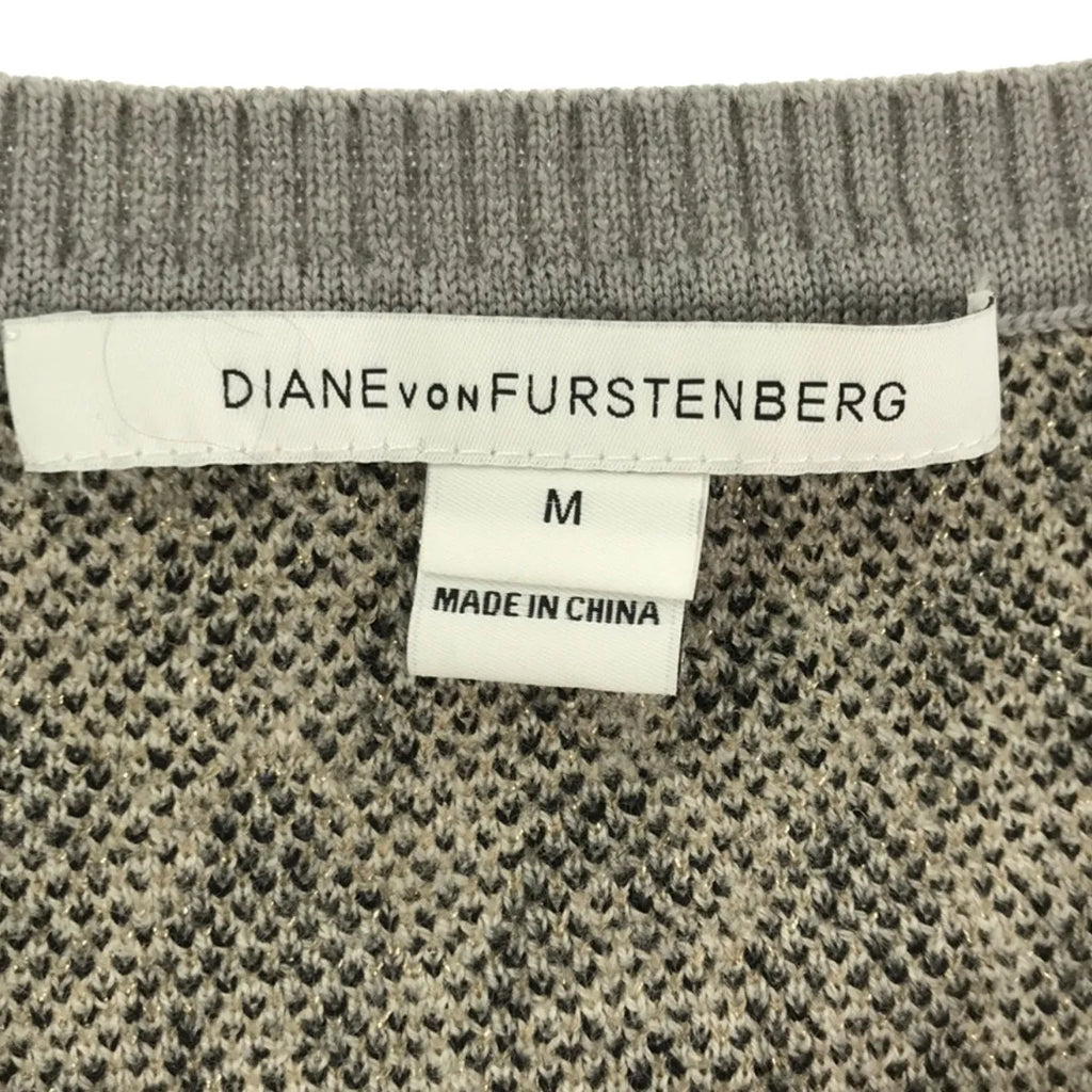 DIANE VON FURSTENBERG / ダイアンフォンファステンバーグ | レオパード 総柄 クルーネックニット | M | グレー/ブラック/オフホワイト | レディース
