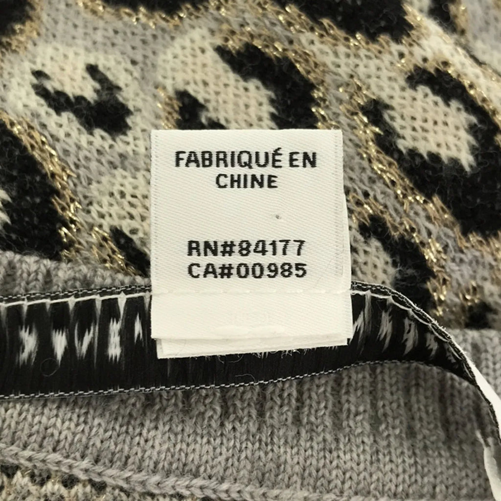 DIANE VON FURSTENBERG / ダイアンフォンファステンバーグ | レオパード 総柄 クルーネックニット | M | グレー/ブラック/オフホワイト | レディース