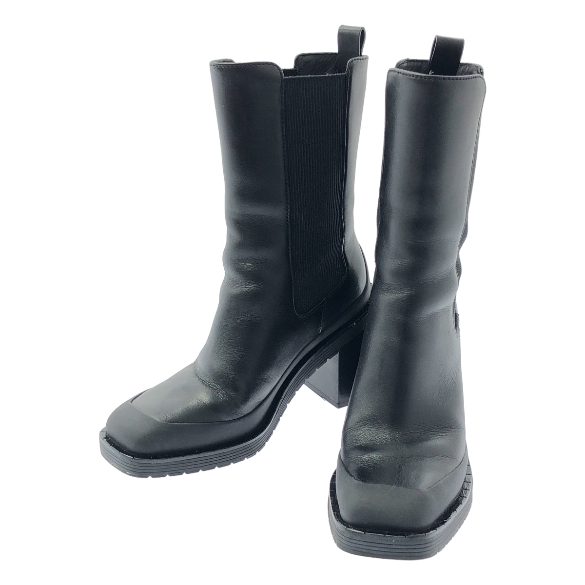 [狀況極佳] TORY BURCH 皮革方頭高跟靴 | 尺寸 6M | 黑色 | 女款