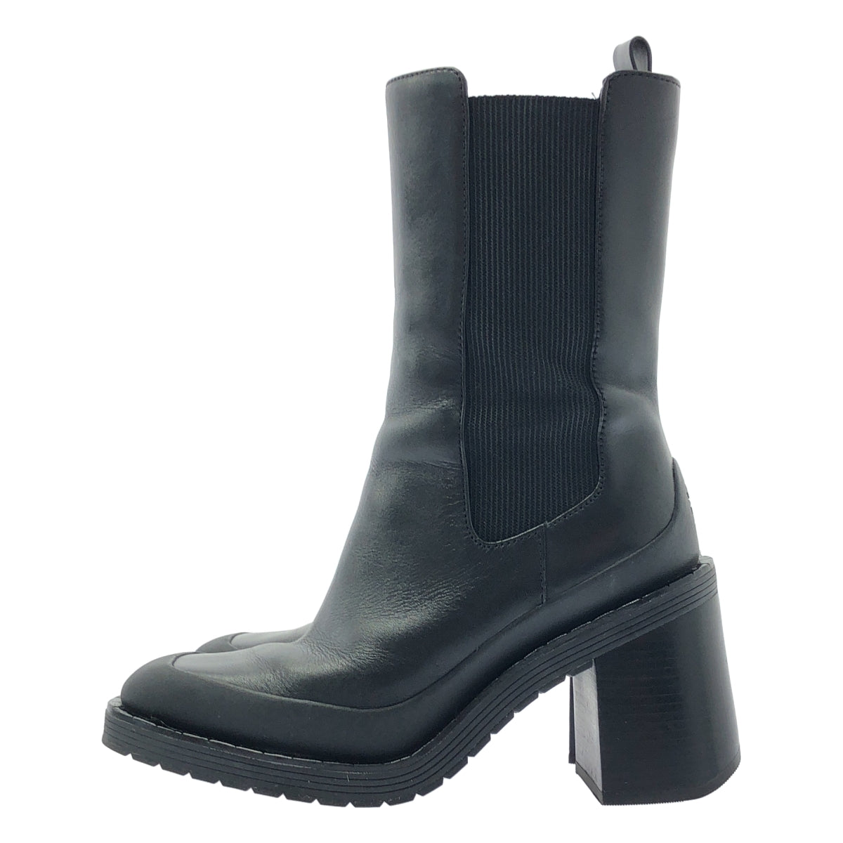 [狀況極佳] TORY BURCH 皮革方頭高跟靴 | 尺寸 6M | 黑色 | 女款