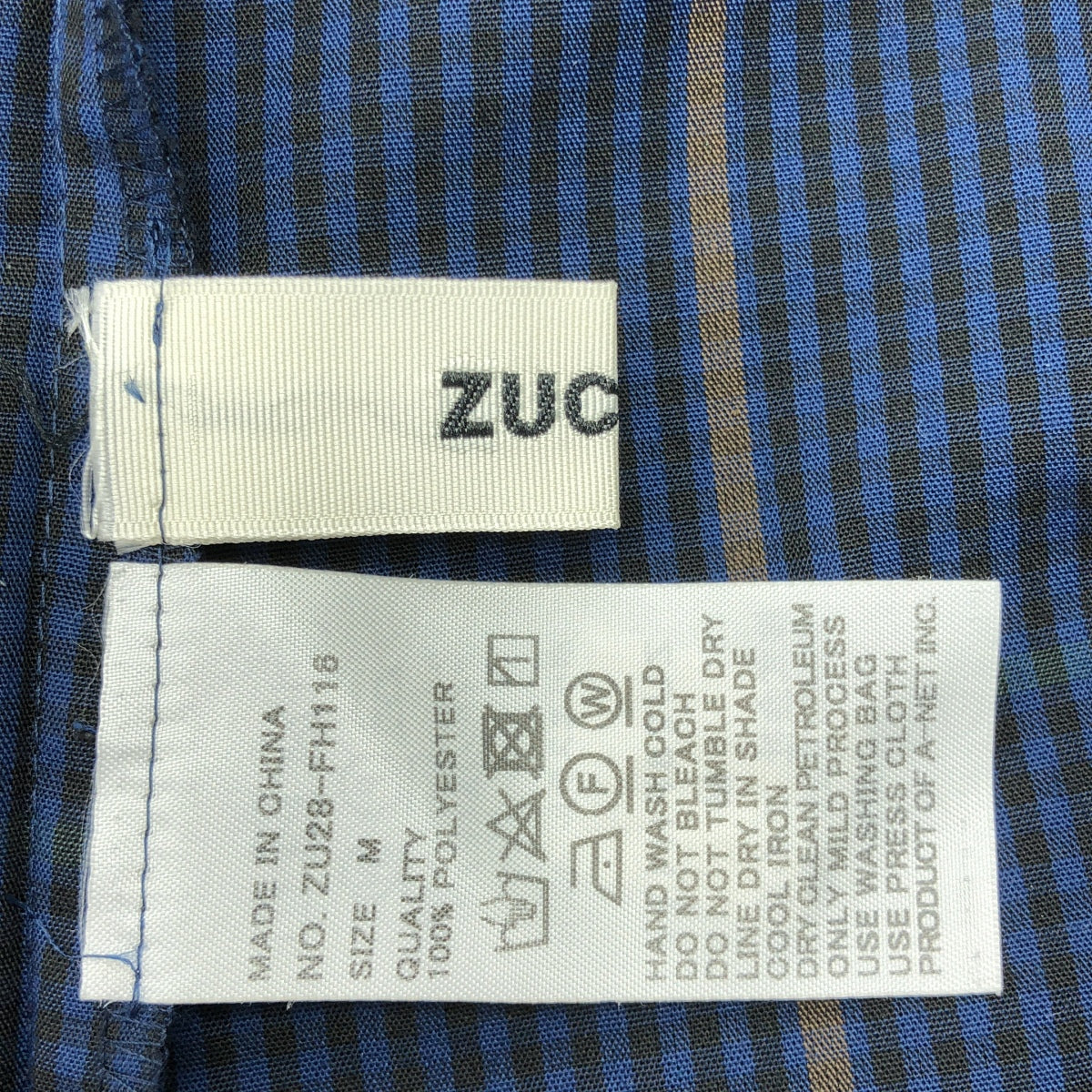 ZUCCa | 棉質格紋洋裝 | M碼 | 海軍藍 | 女款