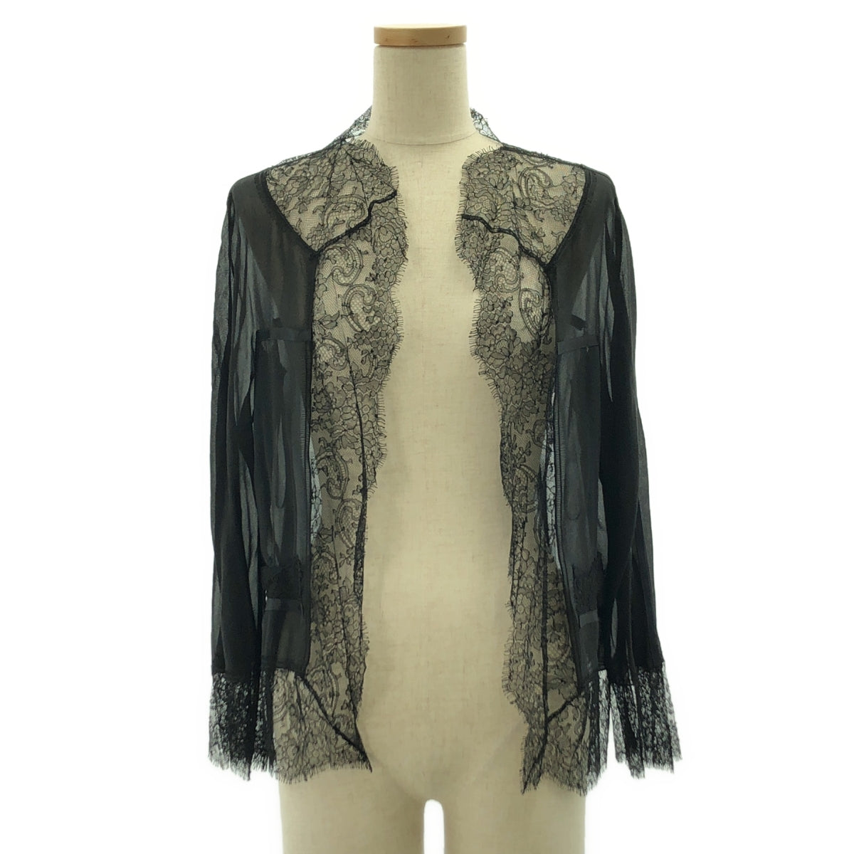 CHANEL / シャネル | boutique / レース 切替 ボタンレス カーディガン |