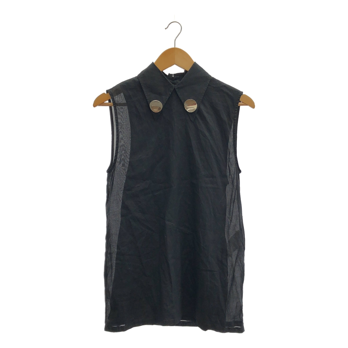 JIL SANDER / 질 썬더 | 2024AW | Shirt Clip Details 클립 디테일 코튼 민소매 셔츠 | 34 | 블랙 | 여성