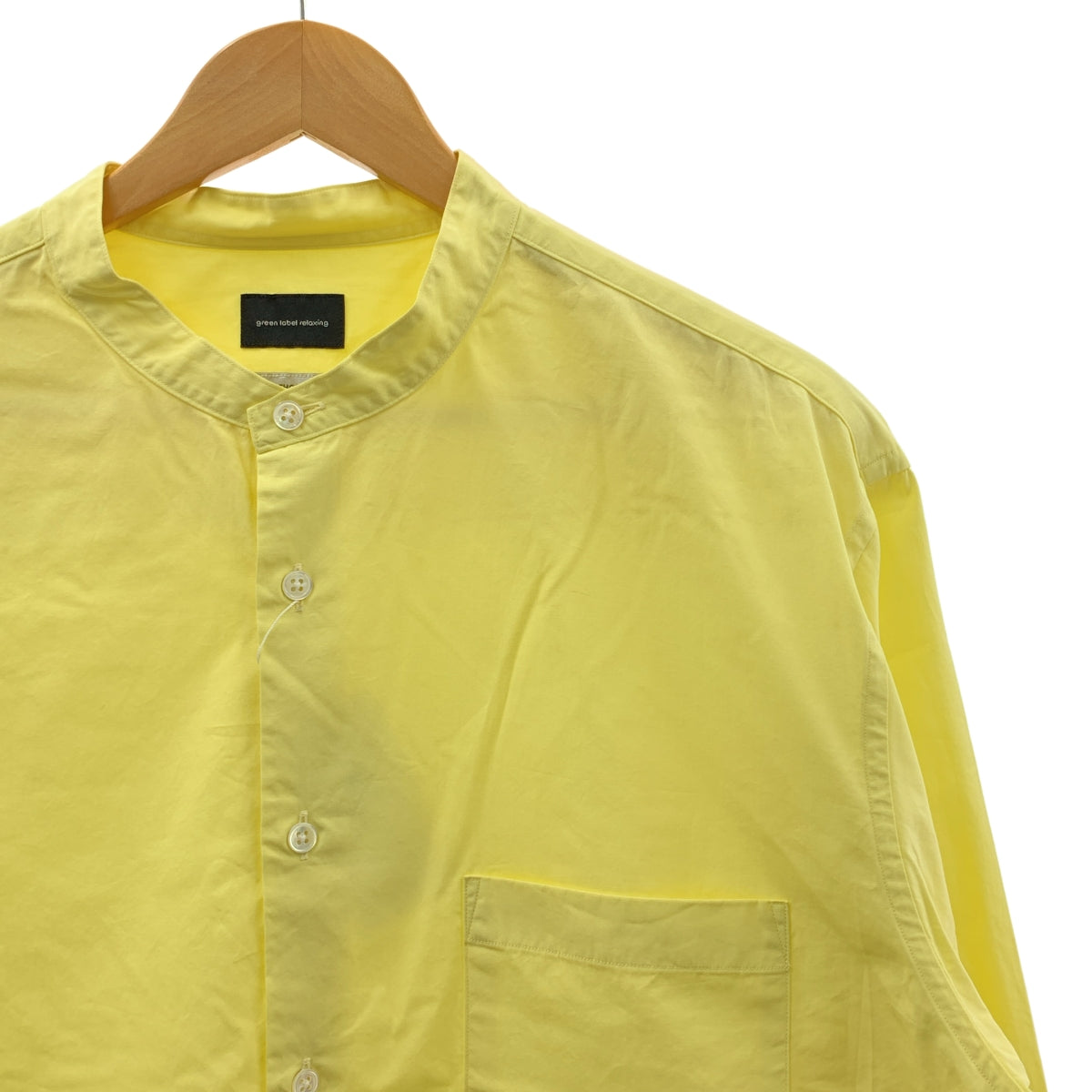 【美品】  UNITED ARROWS green label relaxing / ユナイテッド アローズ グリーン レーベル リラクシング | THOMAS MASON トーマスメイソン 別注 バンドカラーシャツ | XL | イエロー | メンズ