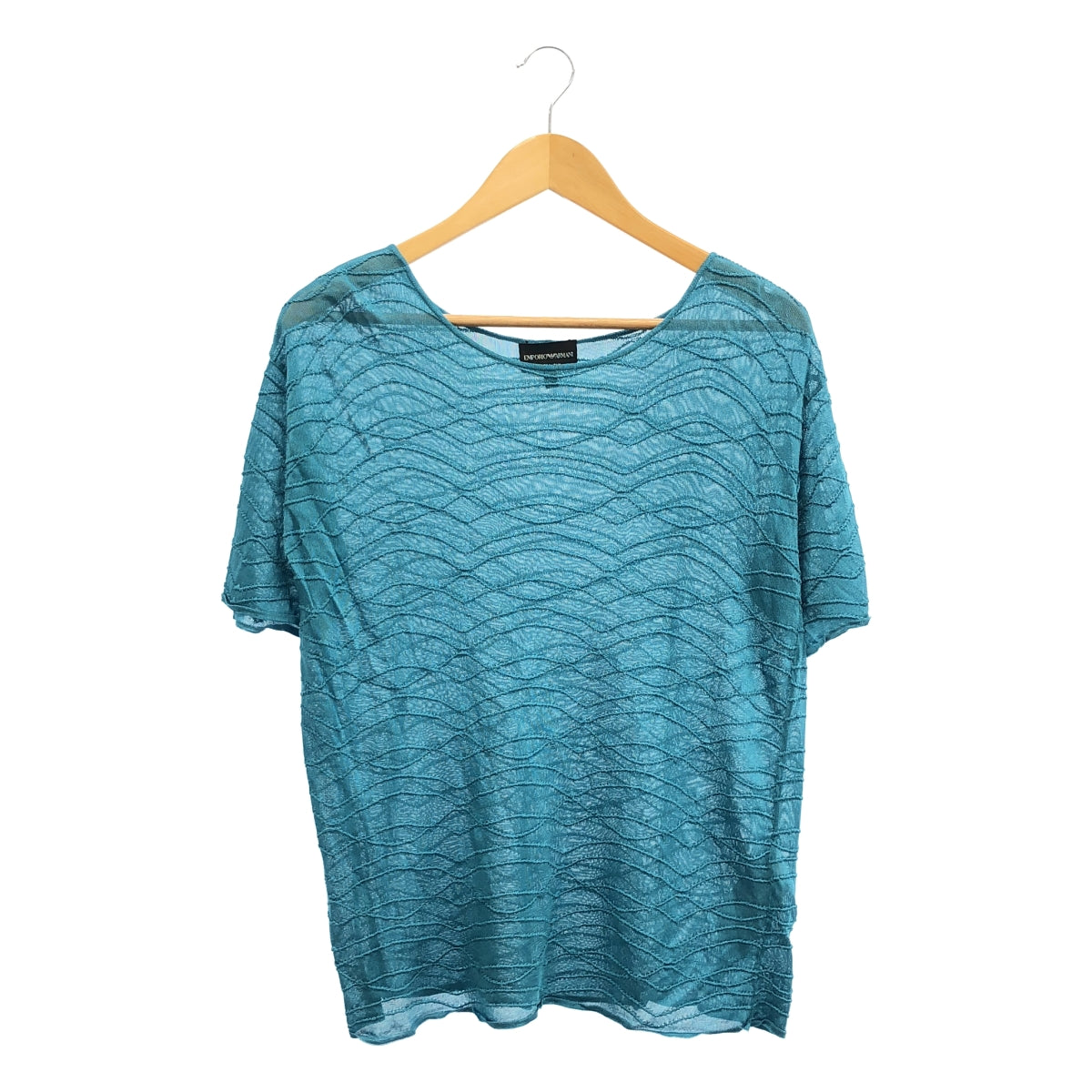 EMPORIO ARMANI / エンポリオアルマーニ | ビスコース サマーニット オーバー Tシャツ カットソー | 50 | ブルー | メンズ