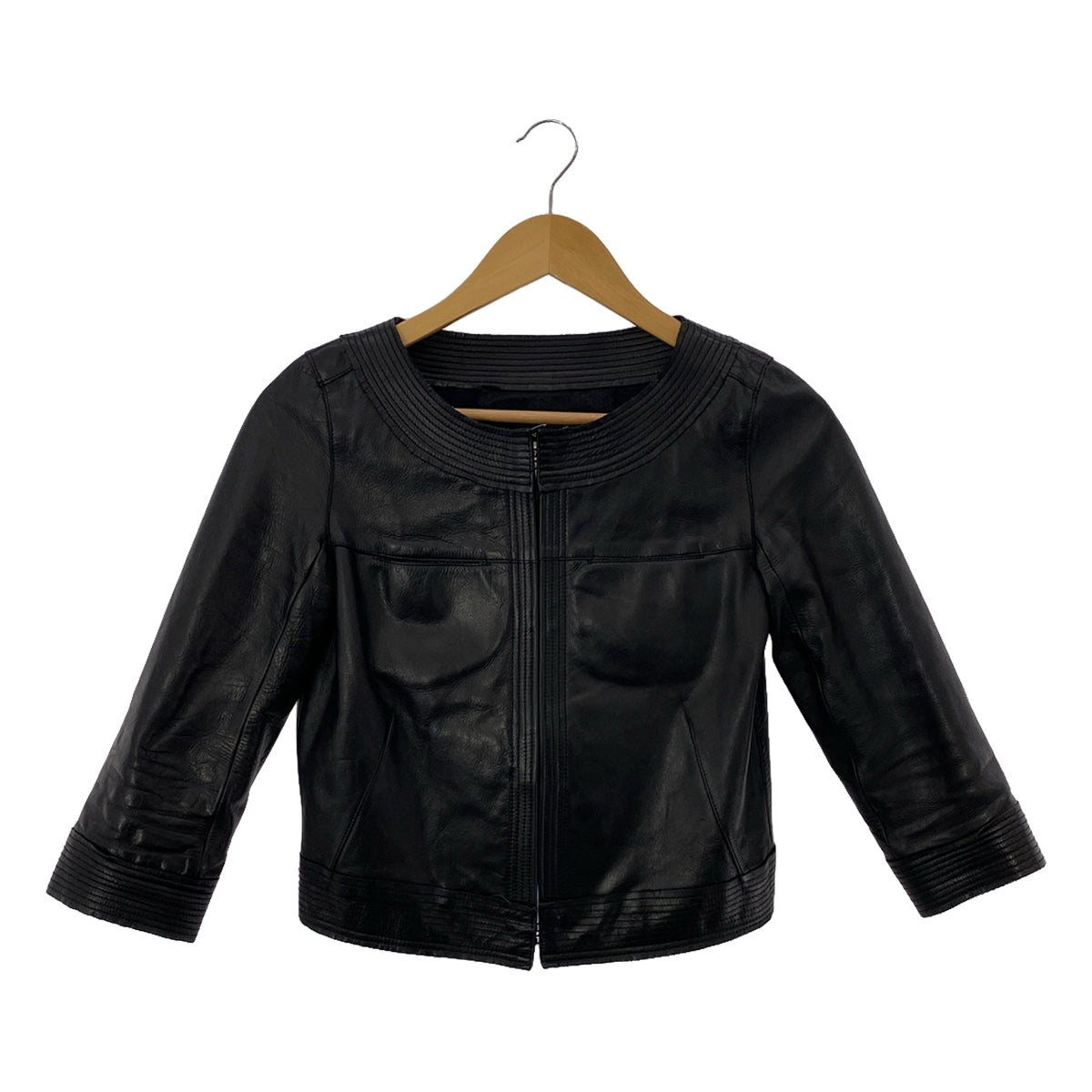 Stunning Lure | No-collar leather short jacket | 38 | Black | Women's