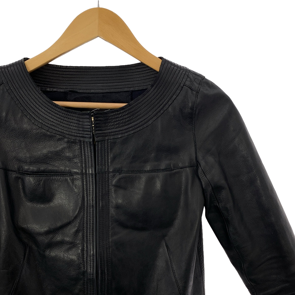 Stunning Lure | No-collar leather short jacket | 38 | Black | Women's