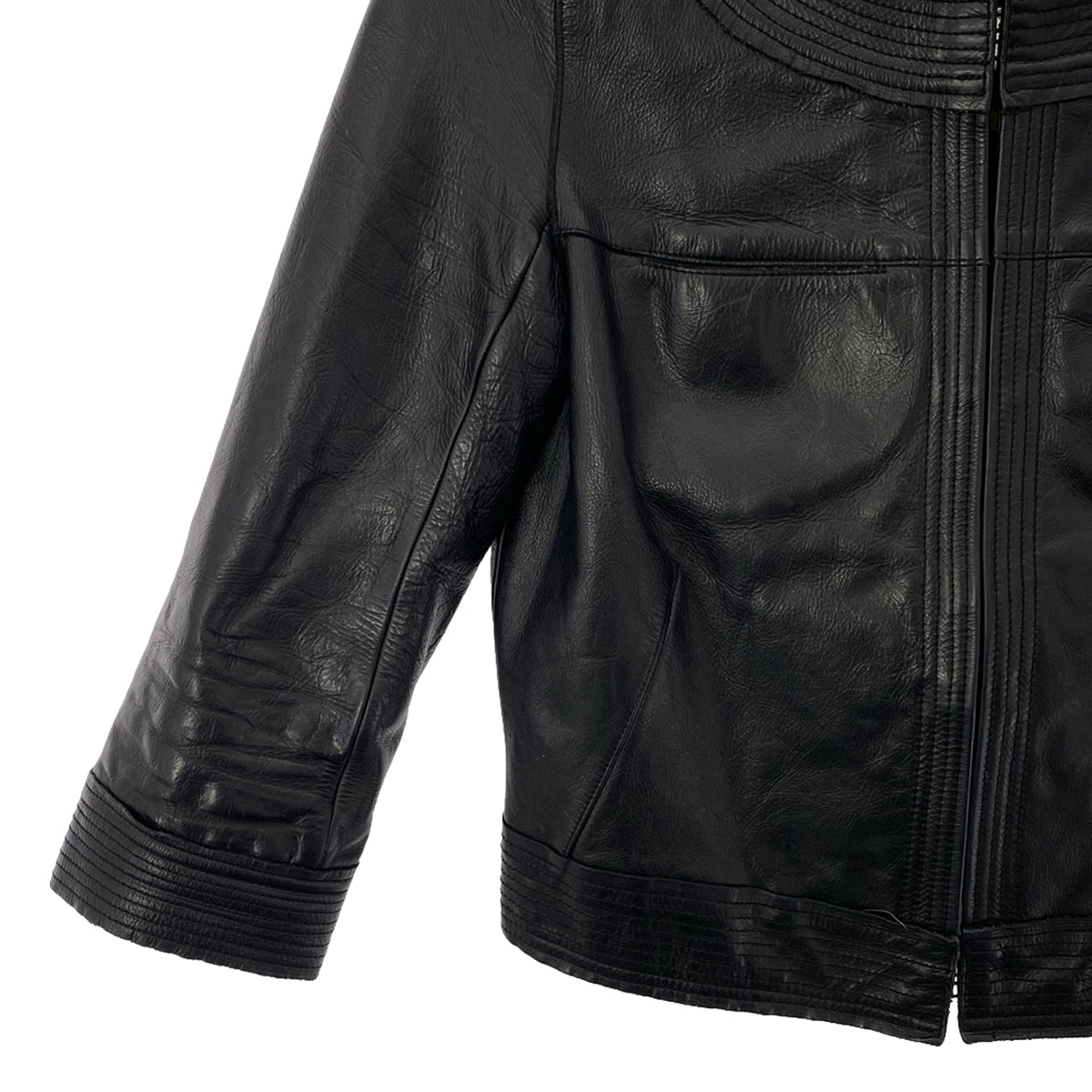 Stunning Lure | No-collar leather short jacket | 38 | Black | Women's