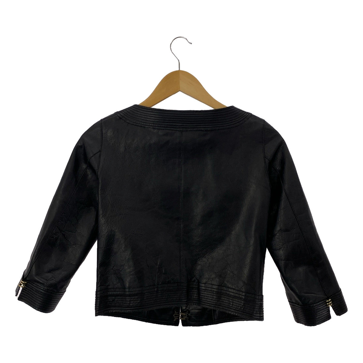 Stunning Lure | No-collar leather short jacket | 38 | Black | Women's