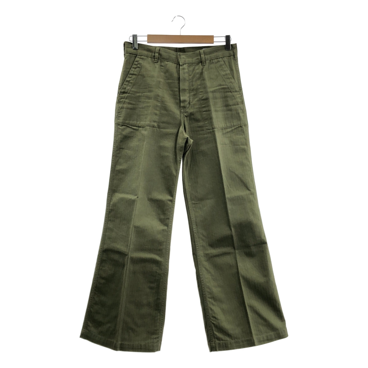 HYKE / 하이크 | 코튼 밀리터리 와이드 팬츠 | 2 | 카키 | 여성