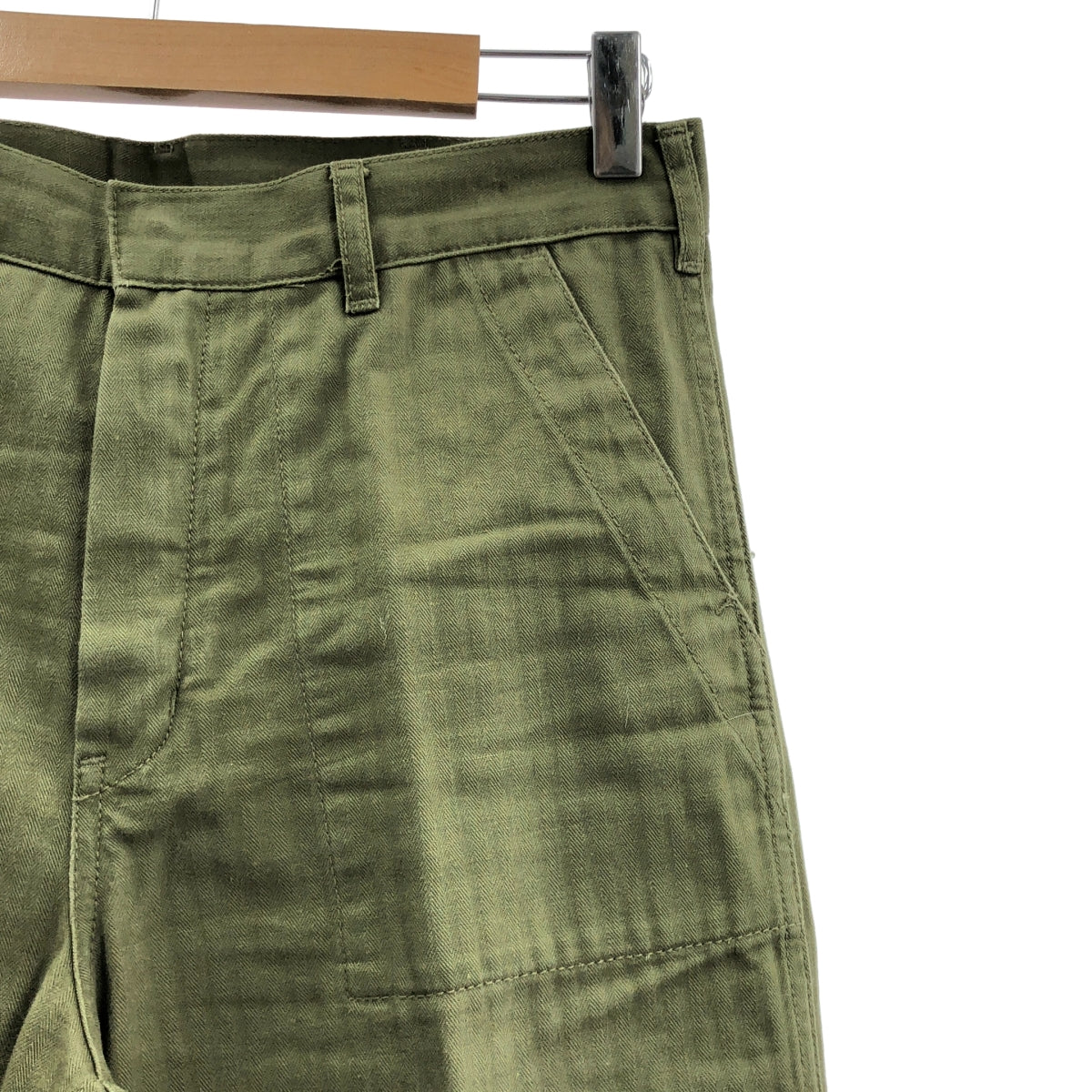 HYKE / 하이크 | 코튼 밀리터리 와이드 팬츠 | 2 | 카키 | 여성