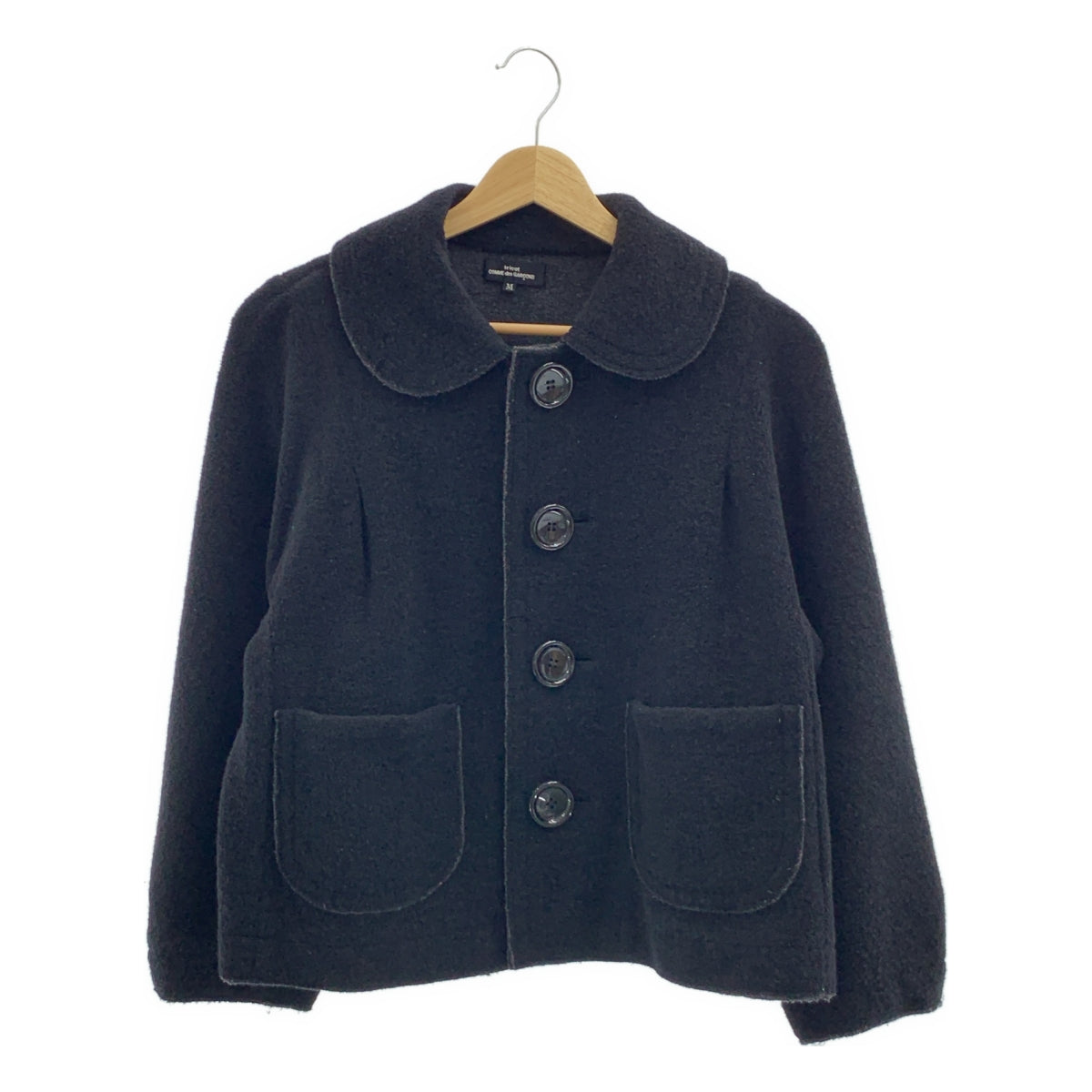 tricot COMME des GARÇONS | 2010 秋冬 | 羊毛與棉質磁磚圓領外套 | M 碼 | 黑色 | 女款