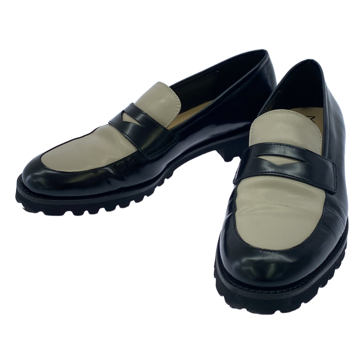 法比奧魯斯科尼 |雙色皮革樂福鞋 |尺寸 37 |米色/黑色|女性的