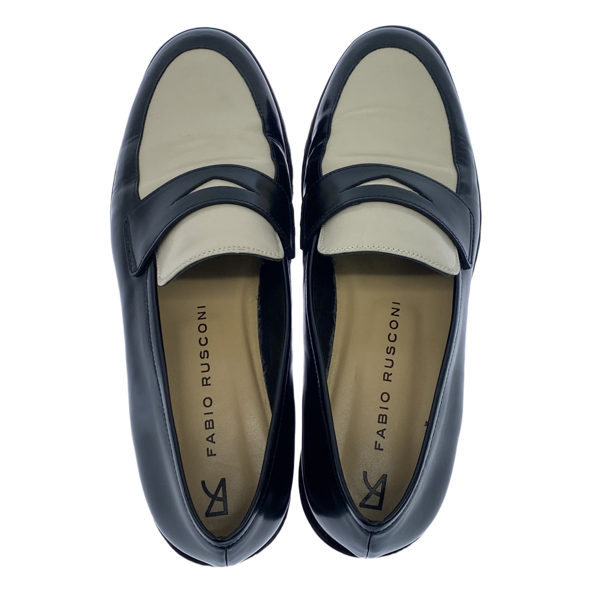 法比奧魯斯科尼 |雙色皮革樂福鞋 |尺寸 37 |米色/黑色|女性的