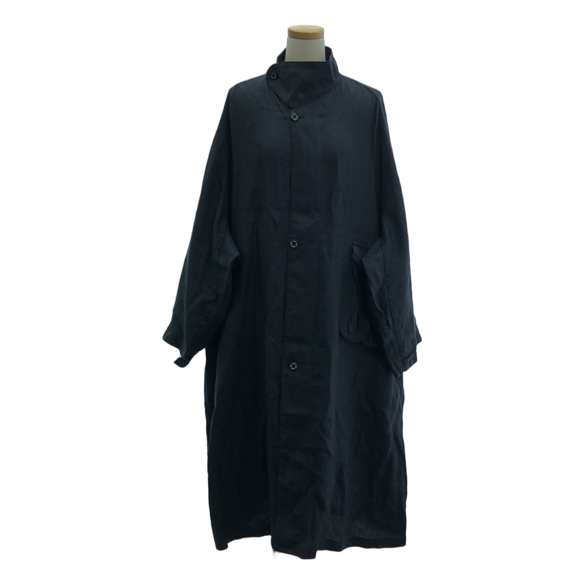 HYKE / ハイク | × 三越伊勢丹 別注 LINEN MILITARY COAT / リネン ミリタリー オーバーコート | 1 | ダークネイビー系 | レディース