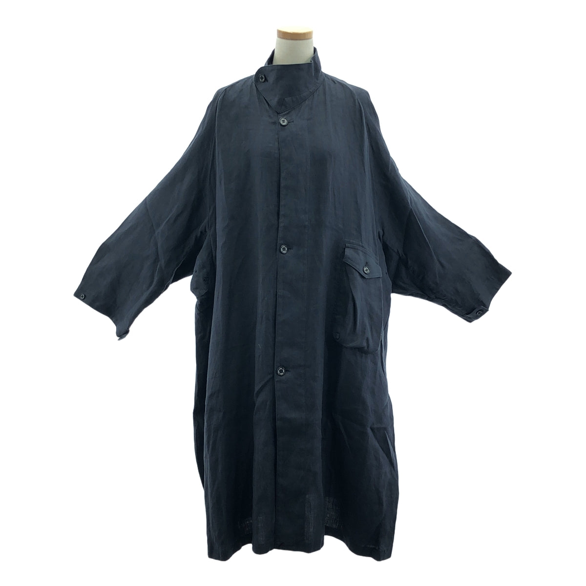 HYKE / ハイク | × 三越伊勢丹 別注 LINEN MILITARY COAT / リネン ミリタリー オーバーコート | 1 | ダークネイビー系 | レディース