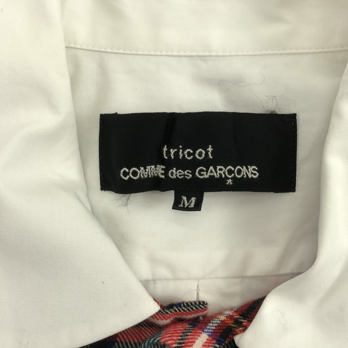 tricot COMME des GARCONS / 트리코콤 데 갤슨 | 2017AW | 다른 소재 체크 리본 장식 라운드 컬러 셔츠 | M | 여성