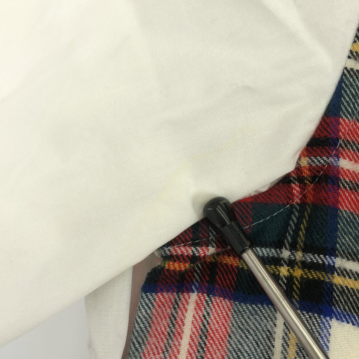 tricot COMME des GARCONS / 트리코콤 데 갤슨 | 2017AW | 다른 소재 체크 리본 장식 라운드 컬러 셔츠 | M | 여성