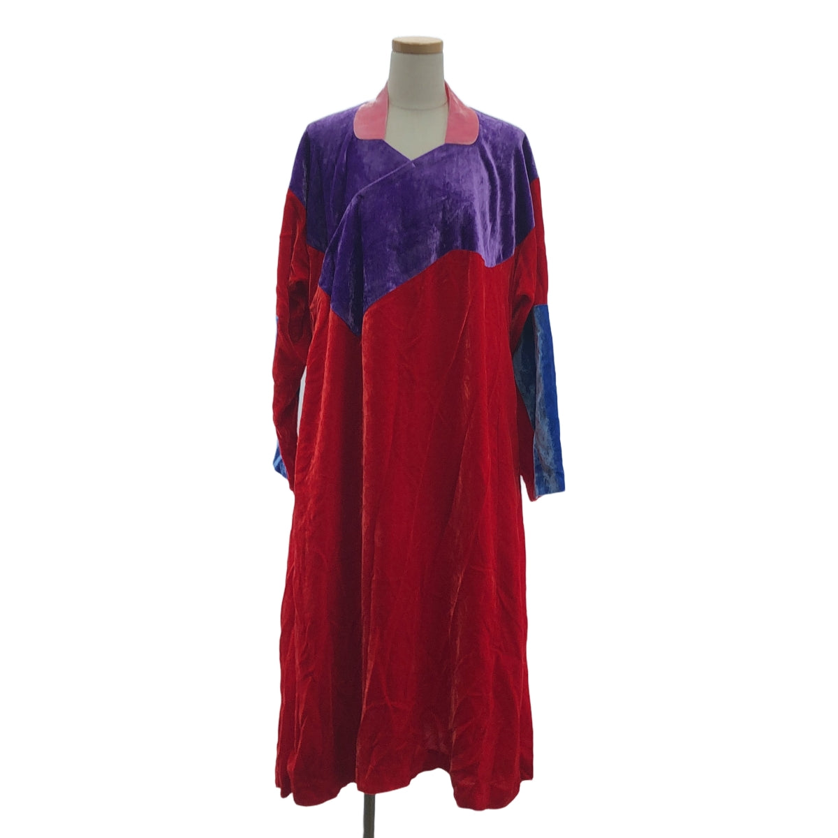 【美品】  COMME des GARCONS COMME des GARCONS / コムコム | 2021AW | ベロア チャイナ ワンピース | S | レッド / パープル / ブルー / ピンク | レディース